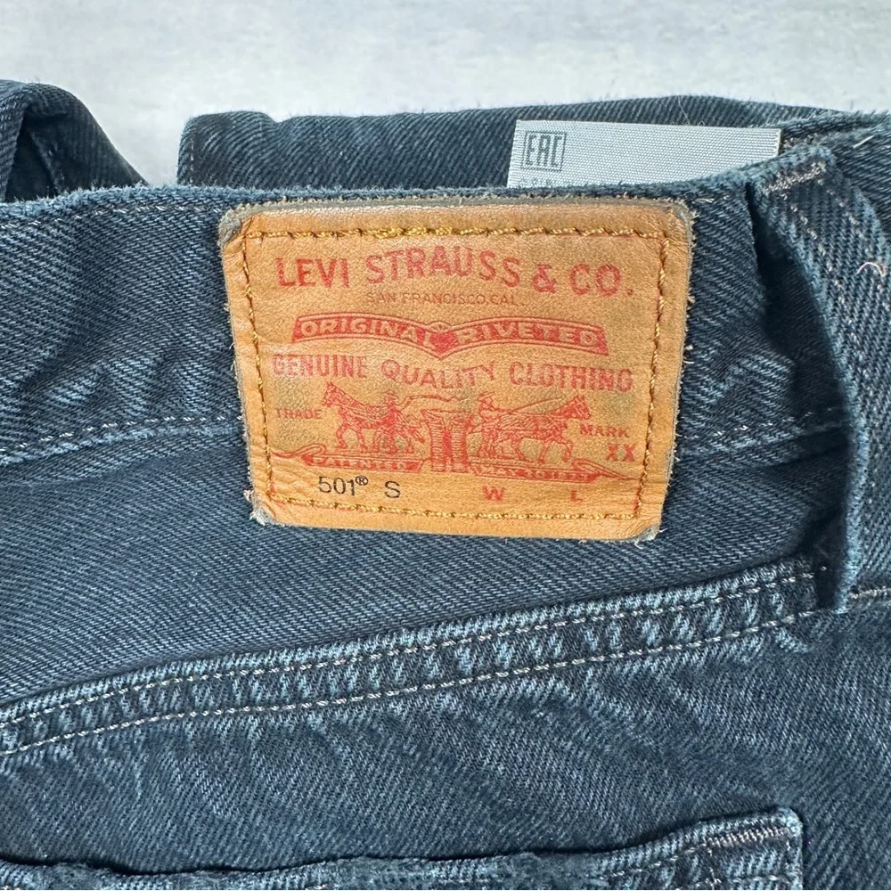 Levi’s black Distressed 501 S Skinny holes cut off‎ frayed Jeans cotton
